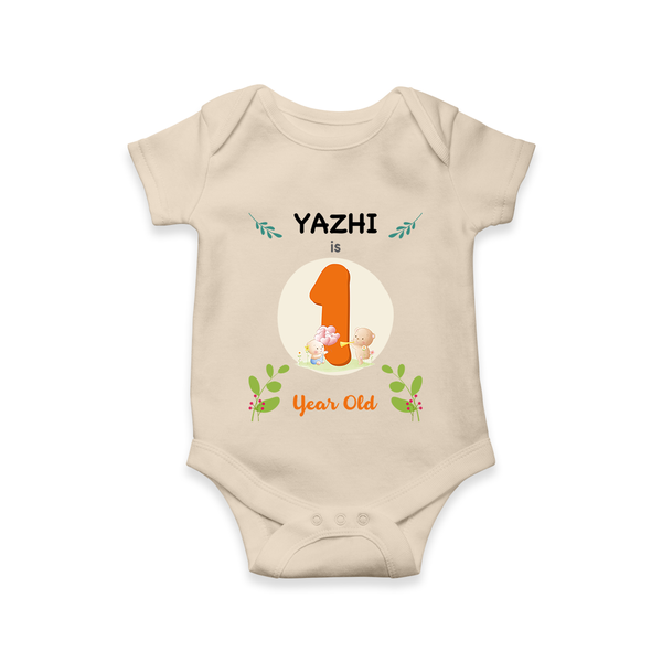 Customized Baby Romper/Onesie | Celebrate 1 Year | Soft & Comfy Fit - IVORY - New Born (Chest 14")