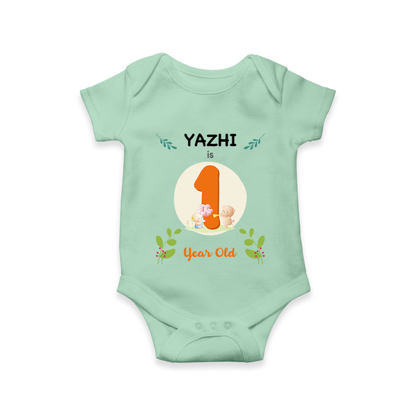 Customized Baby Romper/Onesie | Celebrate 1 Year | Soft & Comfy Fit - MINT GREEN - New Born (Chest 14")