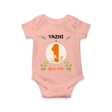 Mark your little one's 1st Year with a personalized romper/onesie featuring their name! - PEACH - 0 - 3 Months Old (Chest 16")