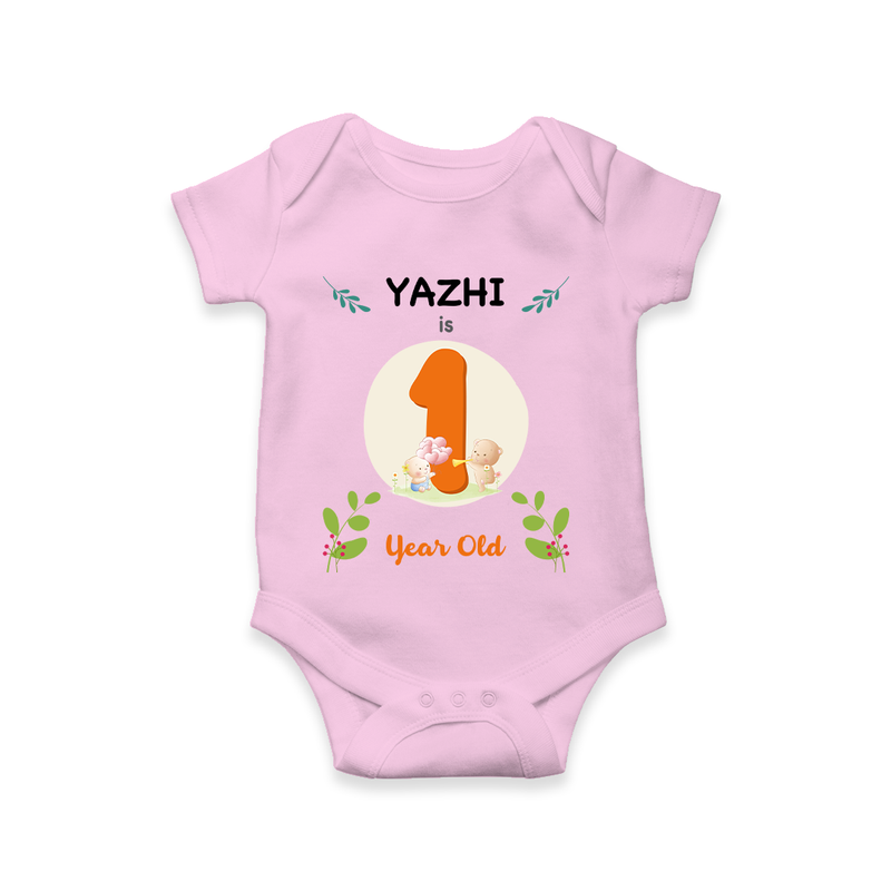 Mark your little one's 1st Year with a personalized romper/onesie featuring their name! - PINK - 0 - 3 Months Old (Chest 16")