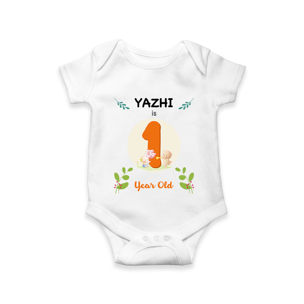 Celebrate one Year of joy with our delightful customized Romper For Babies - WHITE - 0 - 3 Months Old (Chest 16")