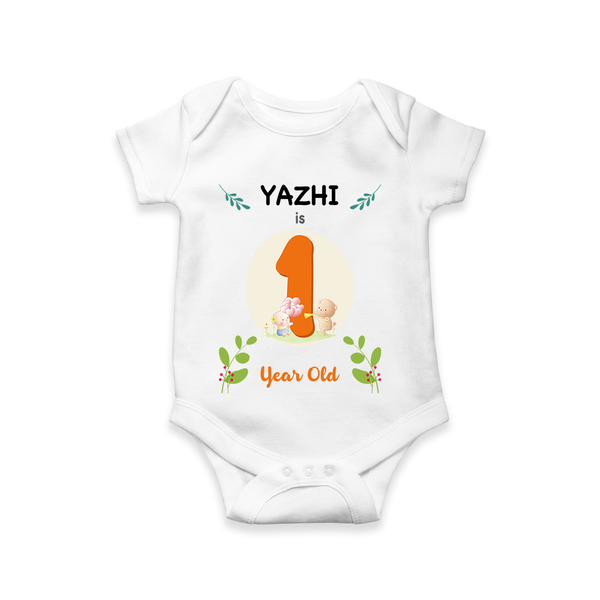 Mark your little one's 1st Year with a personalized romper/onesie featuring their name! - WHITE - 0 - 3 Months Old (Chest 16")