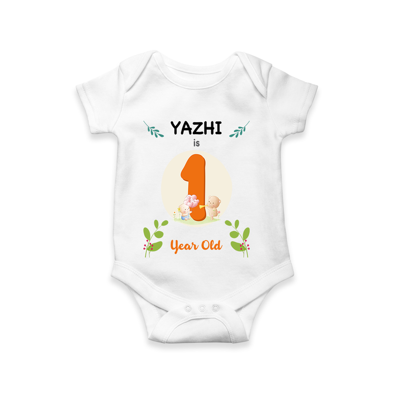 Mark your little one's 1st Year with a personalized romper/onesie featuring their name! - WHITE - 0 - 3 Months Old (Chest 16")