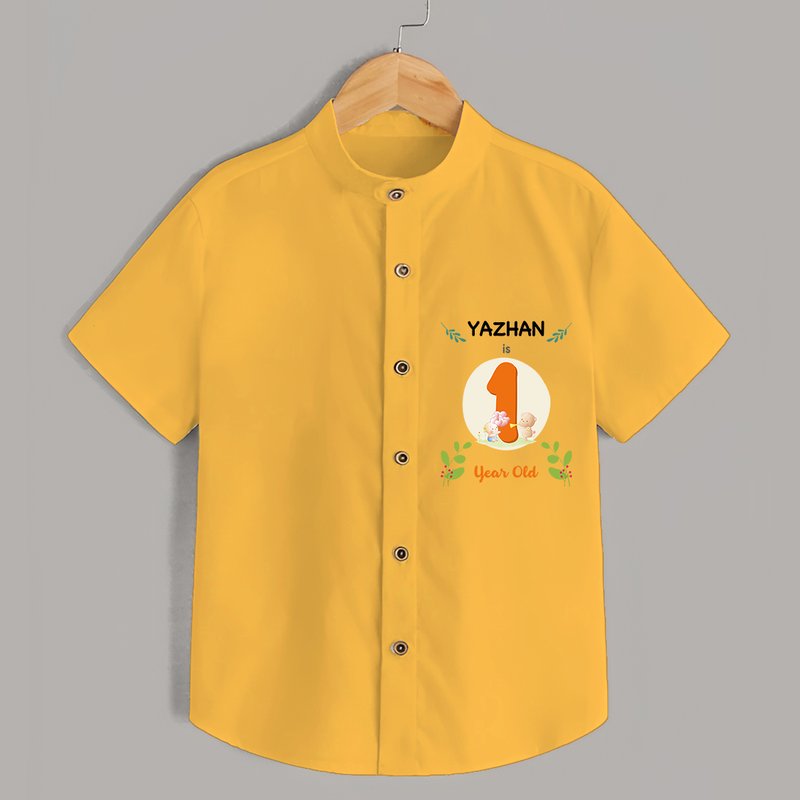 Mark your little one's 1st Year Birthday with a personalized Shirt featuring their name! - YELLOW - 0 - 6 Months Old (Chest 21")
