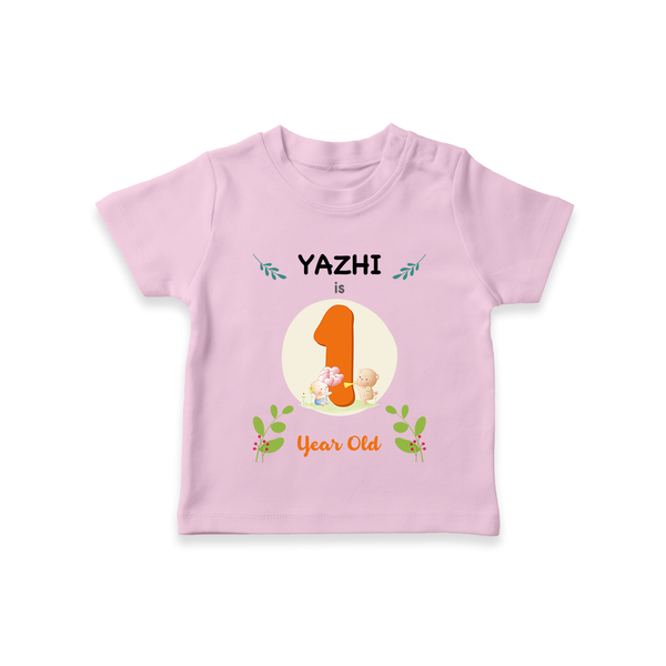 Customized Baby T-Shirt | Celebrate 1st Year | Soft & Comfy Fit T-Shirt - BABY PINK - 0-5 Months Old (Chest 17")