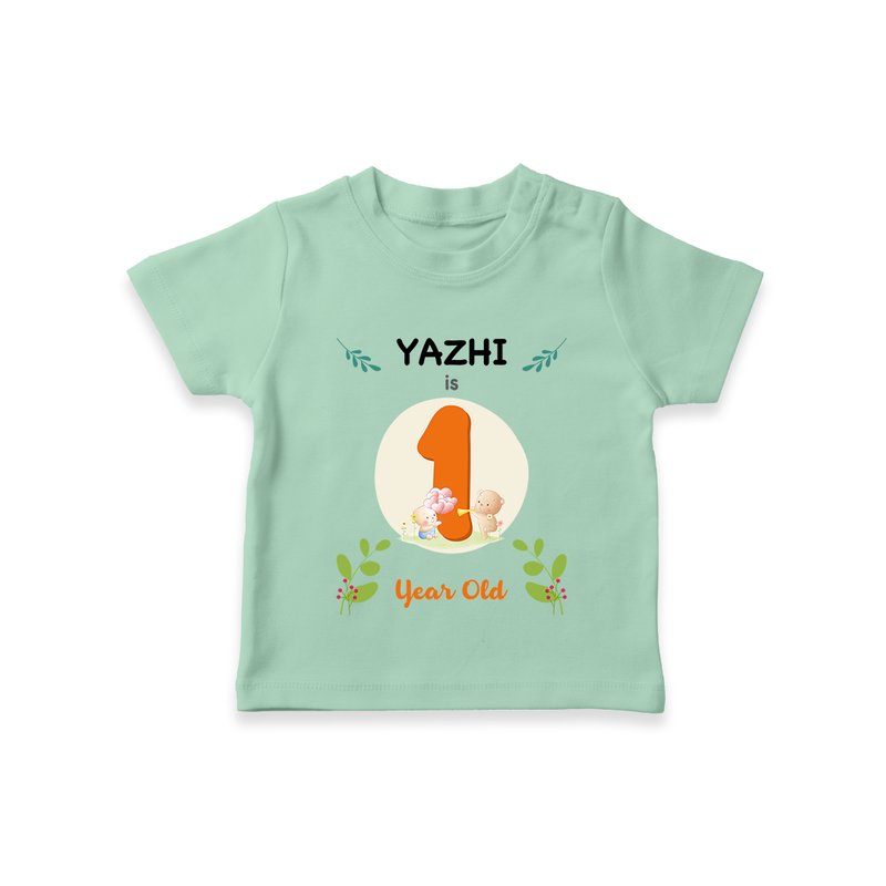 Customized Baby T-Shirt | Celebrate 1st Year | Soft & Comfy Fit T-Shirt - MINT GREEN - 0-5 Months Old (Chest 17")