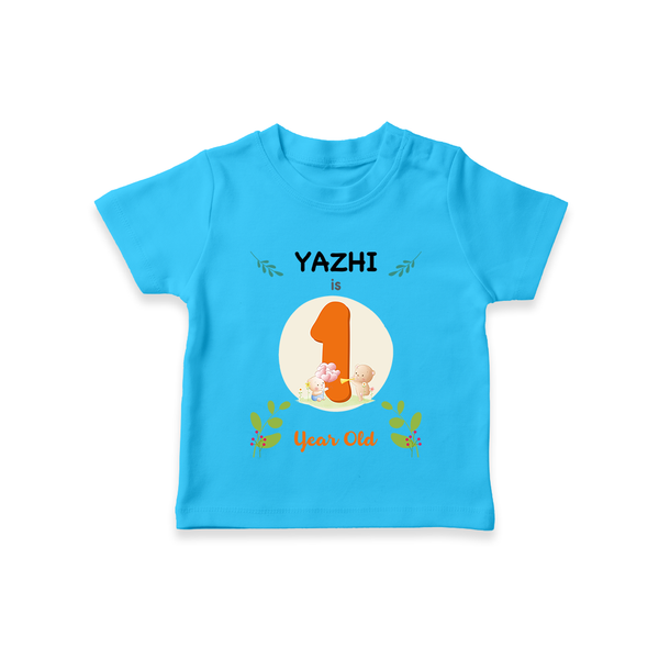 Customized Baby T-Shirt | Celebrate 1st Year | Soft & Comfy Fit T-Shirt - SKY BLUE - 0-5 Months Old (Chest 17")