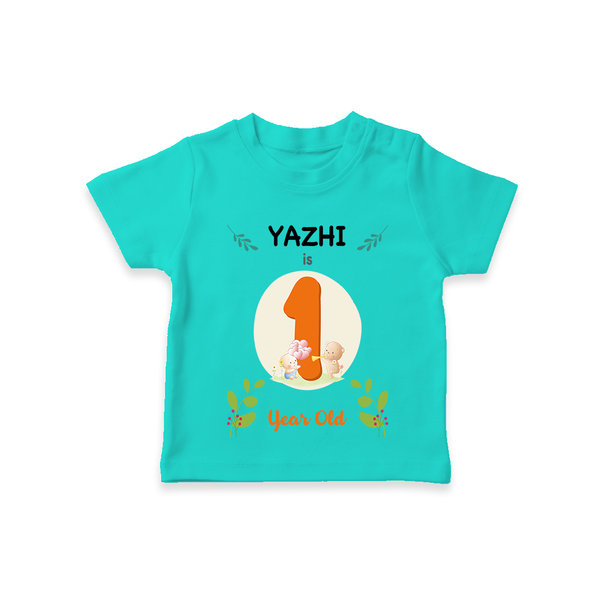 Celebrate The 12th Month Birthday Custom T-Shirt, Personalized with your little one's name - TEAL - 0 - 5 Months Old (Chest 17")