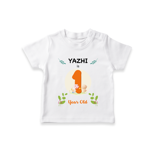 Customized Baby T-Shirt | Celebrate 1st Year | Soft & Comfy Fit T-Shirt - WHITE - 0-5 Months Old (Chest 17")