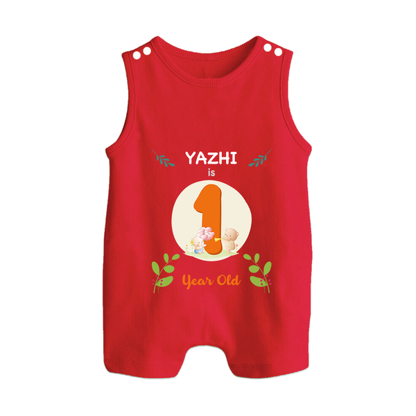Customized Baby Romper Suit/ Sleeveless Romper | Celebrate 1st Year | Soft & Comfy Fit Romper Suit/ Sleeveless Romper - RED - 0 - 5 Months Old (Chest 18")