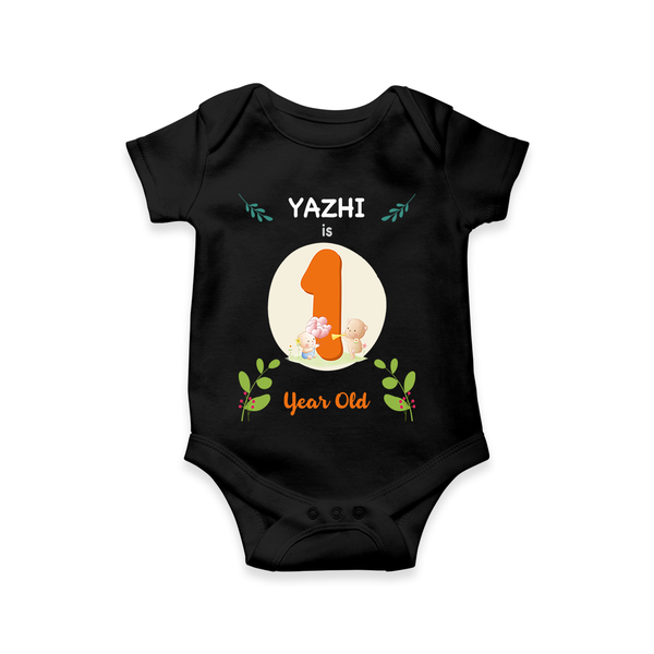 Mark your little one's Twelfth month with a personalized romper/onesie featuring their name! - BLACK - 0 - 3 Months Old (Chest 16")