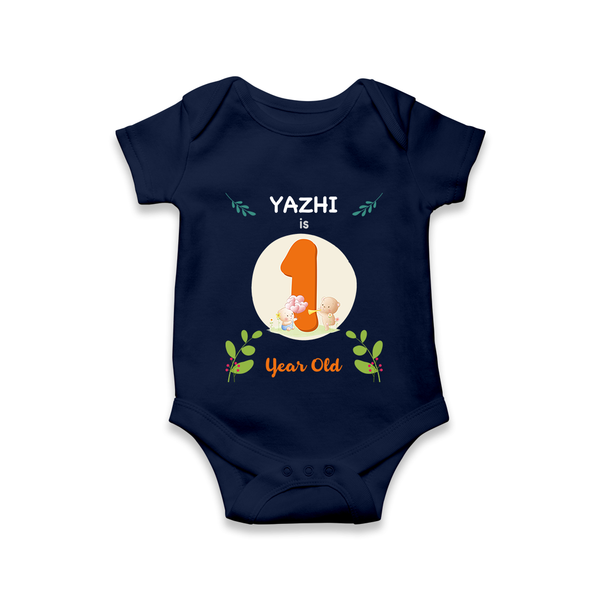 Customized Baby Romper/Onesie | Celebrate 1 Year | Soft & Comfy Fit - NAVY BLUE - New Born (Chest 14")