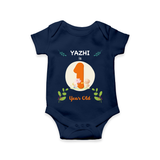 Mark your little one's 1st Year with a personalized romper/onesie featuring their name! - NAVY BLUE - 0 - 3 Months Old (Chest 16")