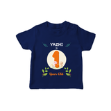 Customized Baby T-Shirt | Celebrate 1st Year | Soft & Comfy Fit T-Shirt - NAVY BLUE - 0-5 Months Old (Chest 17")