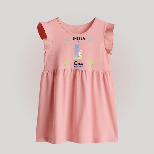 1 Month Milestone Baby Baby Frock Outfit | Personalized Baby Frock | Perfect for Photoshoots - BABY PINK - 0 - 3 Months Old (Chest 17")