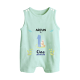 1 Month Milestone Baby Romper Suit/ Sleeveless Romper Outfit | Personalized Romper Suit/ Sleeveless Romper | Perfect for Photoshoots - MINT GREEN - 0 - 5 Months Old (Chest 18")