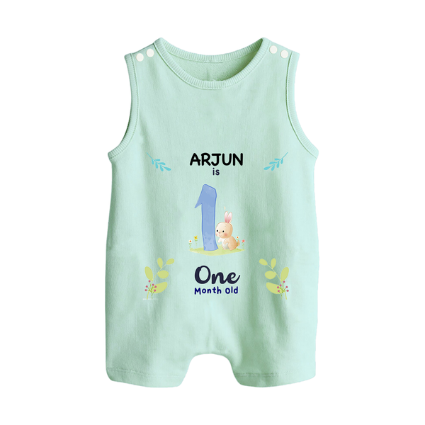 1 Month Milestone Baby Romper Suit/ Sleeveless Romper Outfit | Personalized Romper Suit/ Sleeveless Romper | Perfect for Photoshoots - MINT GREEN - 0 - 5 Months Old (Chest 18")