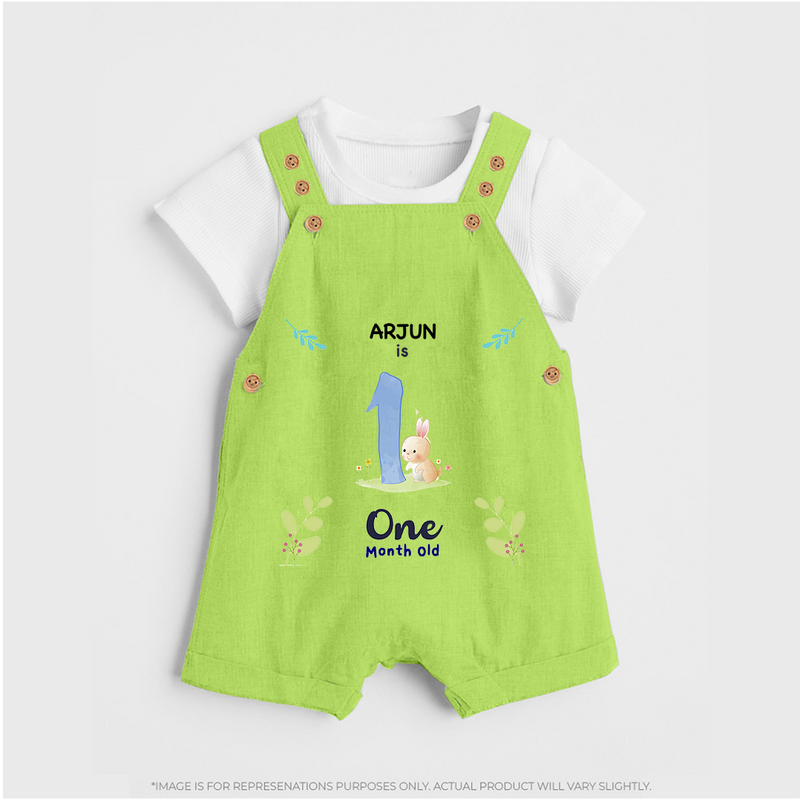 Make The First Month Unforgettable With Our Exclusive Customized Dungaree Set For Babies - GREEN - 0 - 5 Months Old (Chest 18")