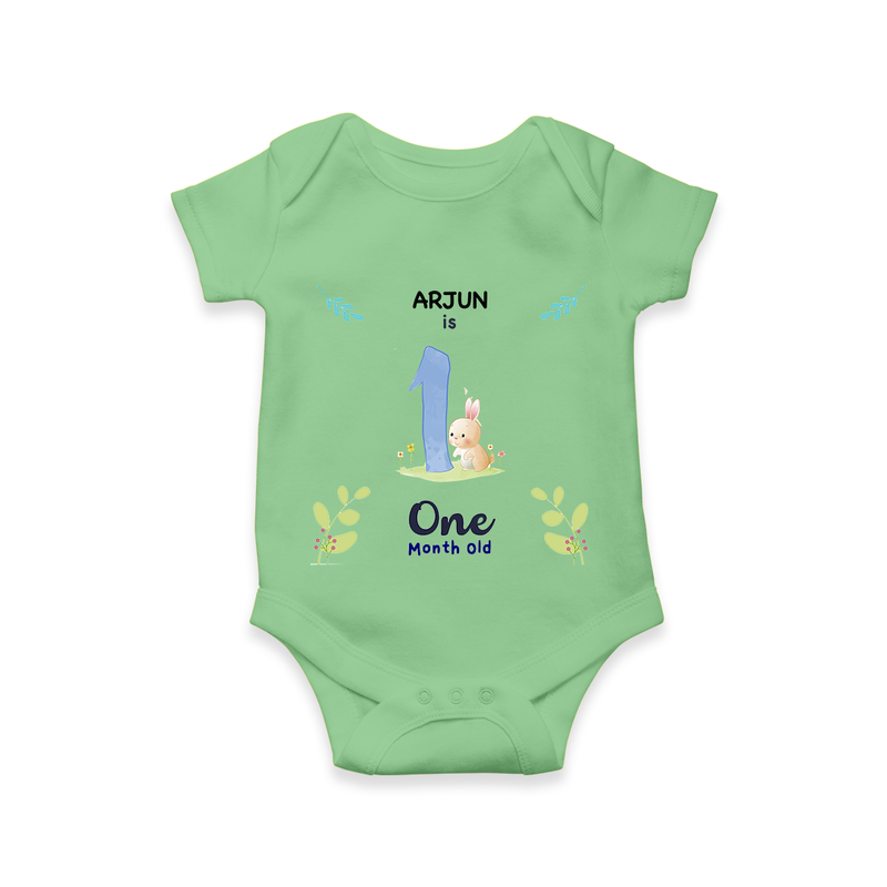 Make The First Month Unforgettable With Our Exclusive Customized Romper For Babies - GREEN - 0 - 3 Months Old (Chest 16")