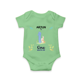 1 Month Milestone Baby Bodysuit Outfit | Personalized Romper/Onesie | Perfect for Photoshoots - GREEN - New Born (Chest 14")