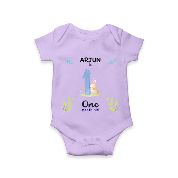 1 Month Milestone Baby Bodysuit Outfit | Personalized Romper/Onesie | Perfect for Photoshoots - LILAC - New Born (Chest 14")