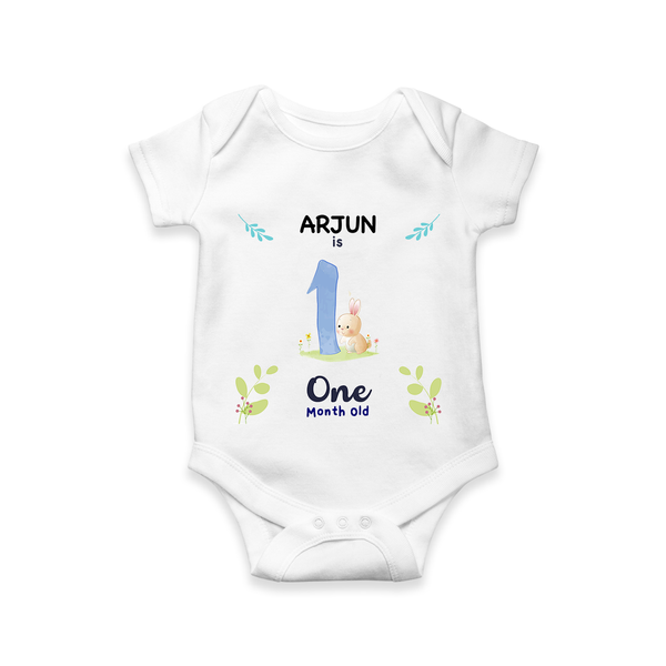 1 Month Milestone Baby Bodysuit Outfit | Personalized Romper/Onesie | Perfect for Photoshoots - WHITE - New Born (Chest 14")
