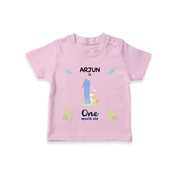 1 Month Milestone Baby T-Shirt Outfit | Personalized T-Shirt | Perfect for Photoshoots - BABY PINK - 0-5 Months Old (Chest 17")