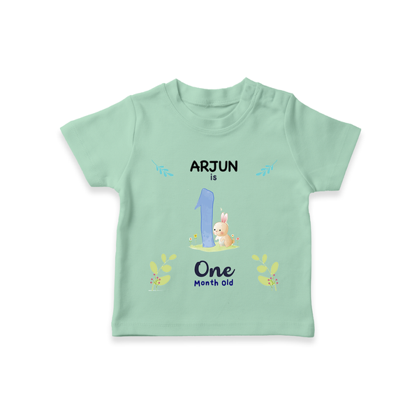 1 Month Milestone Baby T-Shirt Outfit | Personalized T-Shirt | Perfect for Photoshoots - MINT GREEN - 0-5 Months Old (Chest 17")