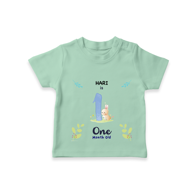 "Celebrate your kids 1st month"  - Personalized TShirt  - MINT GREEN - 0 - 5 Months Old (Chest 17")