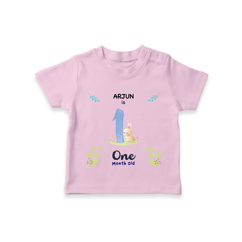 Make The First Month Unforgettable With Our Exclusive Customized T-Shirt For Babies - PINK - 0-5 Months Old (Chest 17")