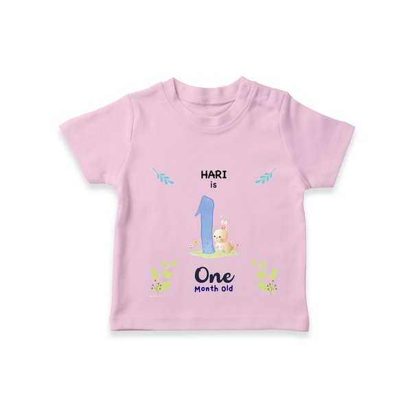 "Celebrate your kids 1st month"  - Personalized TShirt  - PINK - 0 - 5 Months Old (Chest 17")