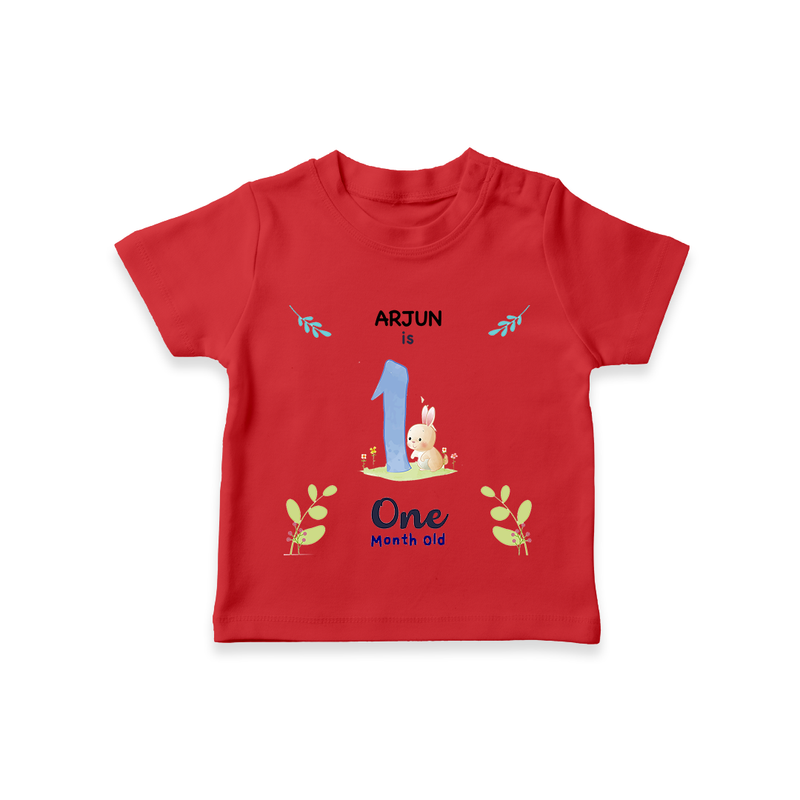 Make The First Month Unforgettable With Our Exclusive Customized T-Shirt For Babies - RED - 0-5 Months Old (Chest 17")