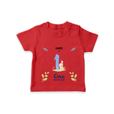 "Celebrate your kids 1st month"  - Personalized TShirt  - RED - 0 - 5 Months Old (Chest 17")