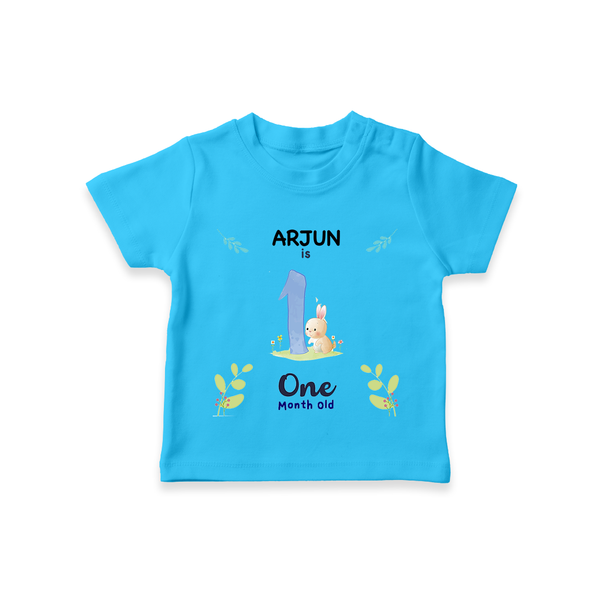 1 Month Milestone Baby T-Shirt Outfit | Personalized T-Shirt | Perfect for Photoshoots - SKY BLUE - 0-5 Months Old (Chest 17")