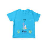"Celebrate your kids 1st month"  - Personalized TShirt  - SKY BLUE - 0 - 5 Months Old (Chest 17")