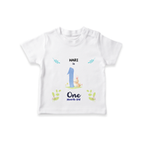"Celebrate your kids 1st month"  - Personalized TShirt  - WHITE - 0 - 5 Months Old (Chest 17")