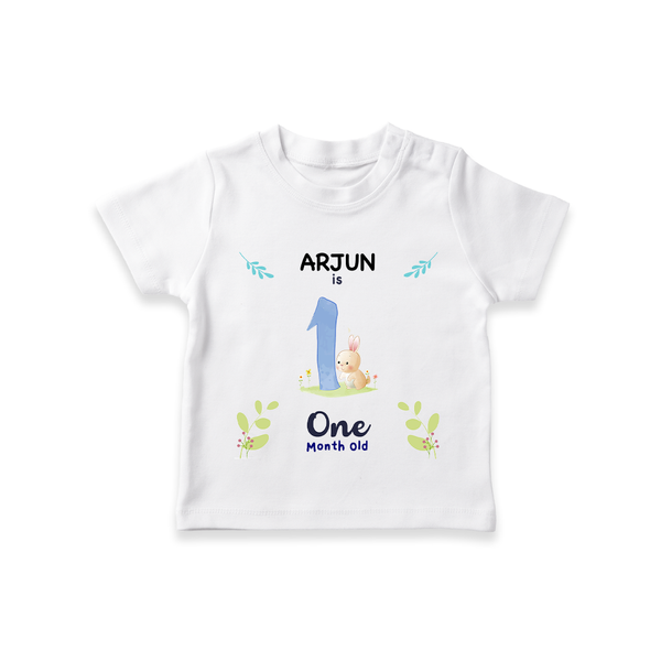 1 Month Milestone Baby T-Shirt Outfit | Personalized T-Shirt | Perfect for Photoshoots - WHITE - 0-5 Months Old (Chest 17")