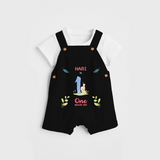 Celebrate The 1st Month Birthday Custom Dungaree set, Personalized with your little one's name - BLACK - 0 - 5 Months Old (Chest 17")