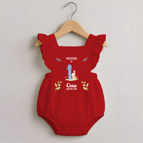 1 Month Milestone Baby Romper Frock Outfit | Personalized Romper Frock | Perfect for Photoshoots