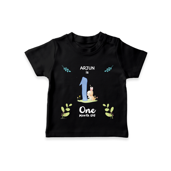 Make The First Month Unforgettable With Our Exclusive Customized T-Shirt For Babies - BLACK - 0-5 Months Old (Chest 17")