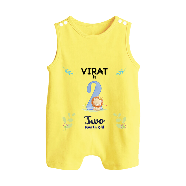 2 Month Milestone Baby Romper Suit/ Sleeveless Romper Outfit | Personalized Romper Suit/ Sleeveless Romper | Perfect for Photoshoots - PASTEL YELLOW - 0 - 5 Months Old (Chest 18")