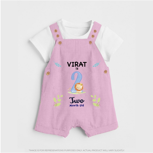2 Month Milestone Baby Dungaree Set Outfit | Personalized Dungaree Set | Perfect for Photoshoots - BABY PINK - 0 - 5 Months Old (Chest 18")