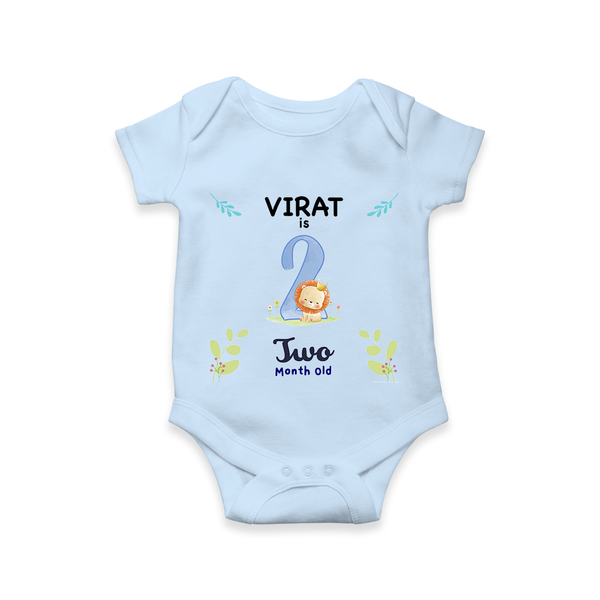 2 Month Milestone Baby Bodysuit Outfit | Personalized Romper/Onesie | Perfect for Photoshoots - BABY BLUE - New Born (Chest 14")