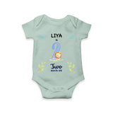 Celebrate The 2nd Month Birthday Custom Romper/ Onesie, Personalized with your little one's name - MINT GREEN - 0 - 3 Months Old (Chest 16")