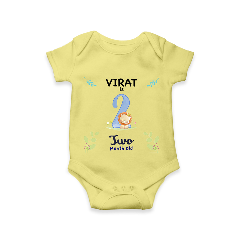 2 Month Milestone Baby Bodysuit Outfit | Personalized Romper/Onesie | Perfect for Photoshoots - PASTEL YELLOW - New Born (Chest 14")