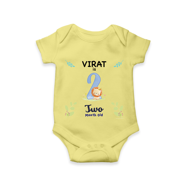 2 Month Milestone Baby Bodysuit Outfit | Personalized Romper/Onesie | Perfect for Photoshoots - PASTEL YELLOW - New Born (Chest 14")