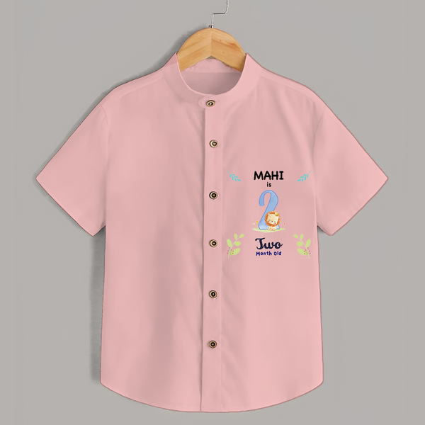 Celebrate The 2nd Month Birthday with Custom Shirt, Personalized with your little one's name - PEACH - 0 - 6 Months Old (Chest 21")