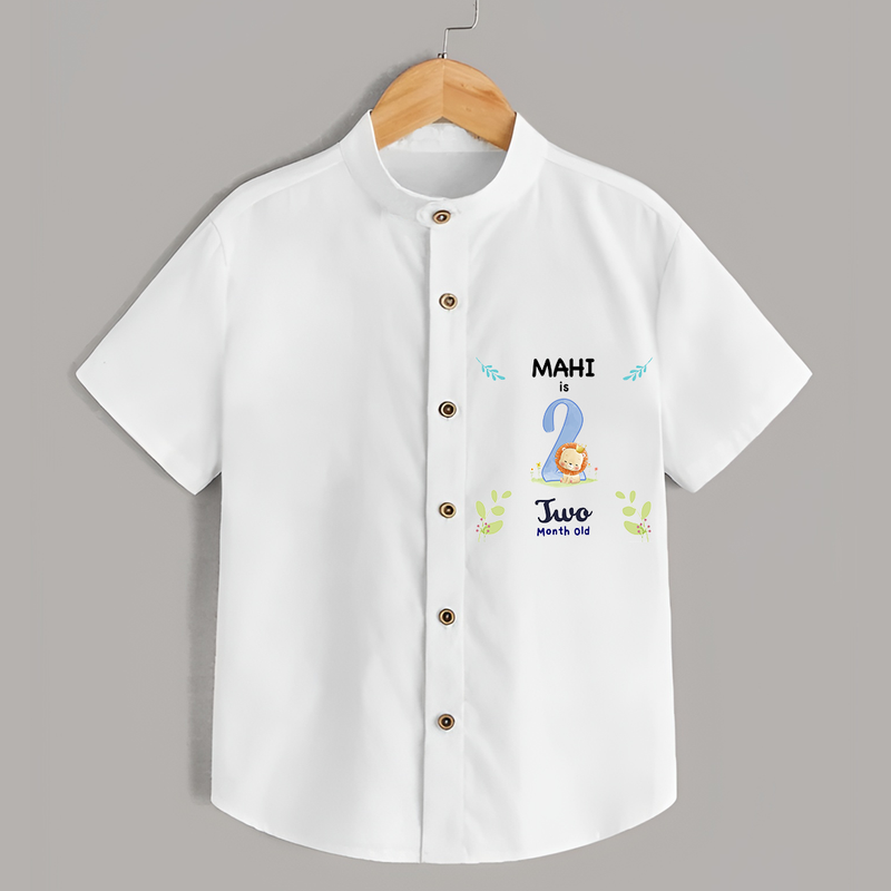 Celebrate The 2nd Month Birthday with Custom Shirt, Personalized with your little one's name - WHITE - 0 - 6 Months Old (Chest 21")