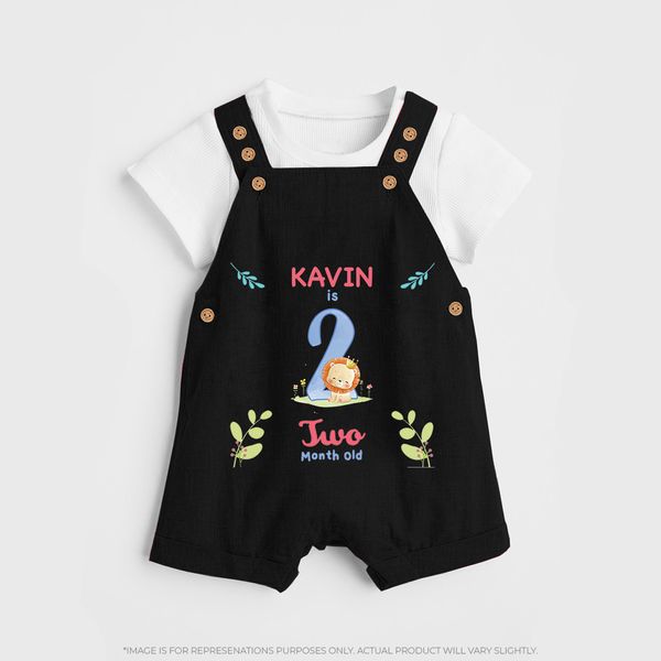 2 Month Milestone Baby Dungaree Set Outfit | Personalized Dungaree Set | Perfect for Photoshoots - BLACK - 0 - 5 Months Old (Chest 18")