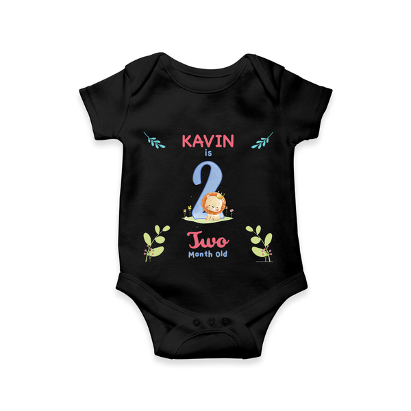 2 Month Milestone Baby Bodysuit Outfit | Personalized Romper/Onesie | Perfect for Photoshoots - BLACK - New Born (Chest 14")